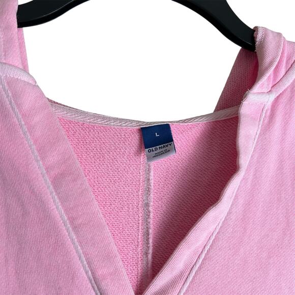 Old Navy Large Pink Terry Hoodie Beach Top V-neck - Picture 2 of 7